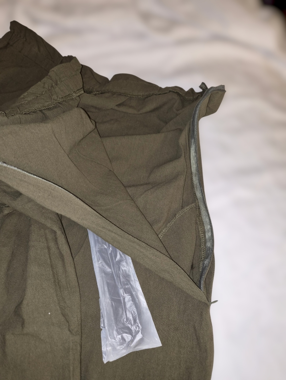 Strapless Wide-Leg Jumpsuit w/ Cinching Accents ▪︎ Curvy ▪︎ Olive ▪︎ XXL - Picture 9 of 15